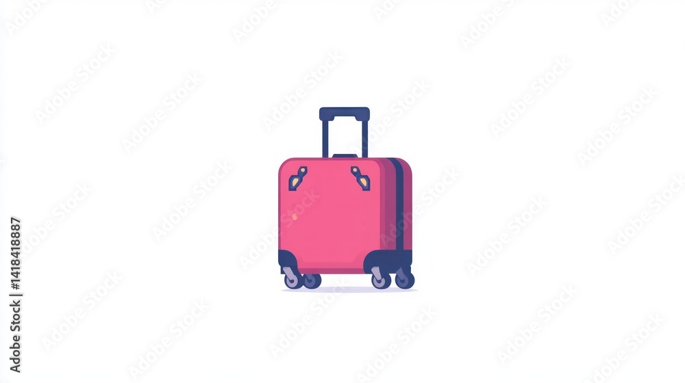 A pink rolling suitcase with wheels and handle ideal for travel and luggage themes A pink rolling suitcase with wheels and handle ideal for travel and luggage themes