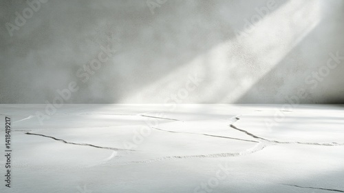 Empty room with light gray textured walls and floor