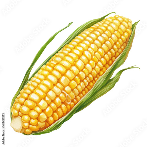 Buttered Corn On The Cob, watercolor vector, isolated on a white background.