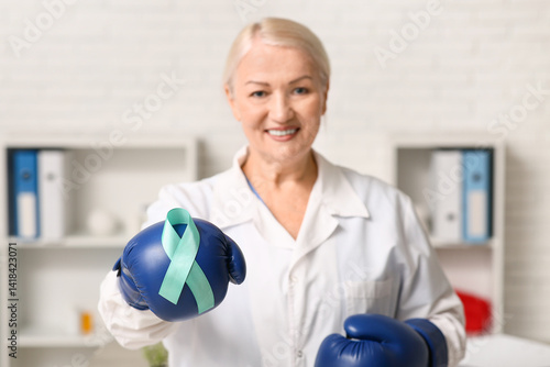 Mature female doctor with b...