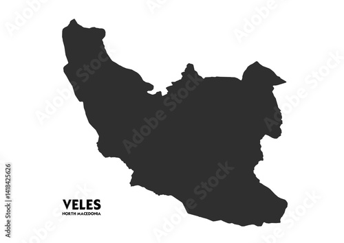 veles city, north macedonia silhouette vector map