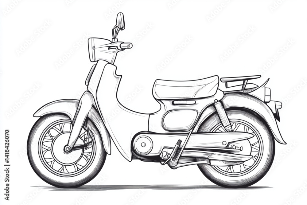 Fototapeta premium Illustration of a vintage motorcycle with detailed line work and shading