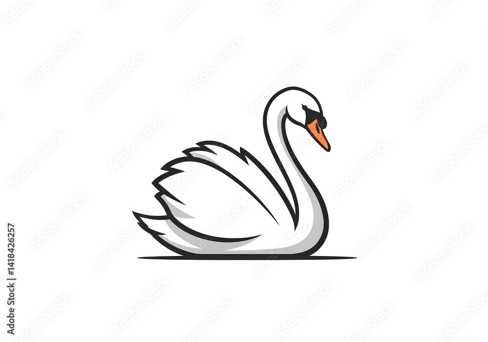 Elegant White Swan Illustration Graceful Bird Design Perfect for Logo Branding Elegant White Swan Illustration Graceful Bird Design Perfect for Logo Branding