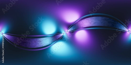 360-Degree View VR Seamless Tunnel Illuminated by Blue and Purple Neon Lights in 3d Animation Stock Video