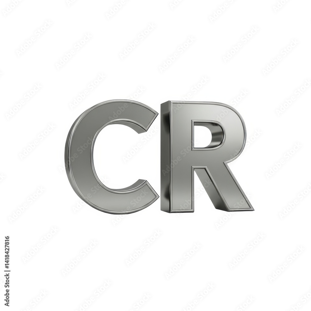 3d 3d silver cr letters background isolated on white background