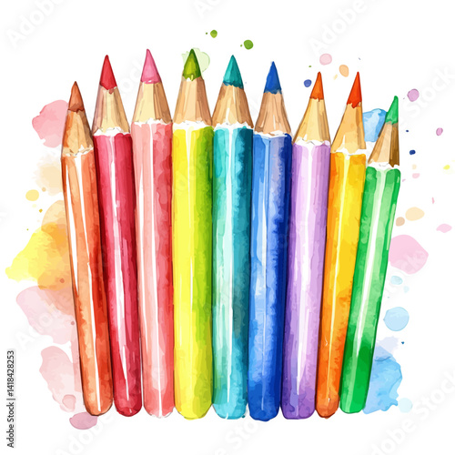 watercolor of Bulletin Board With Student Art, vector, isolated on a white background.