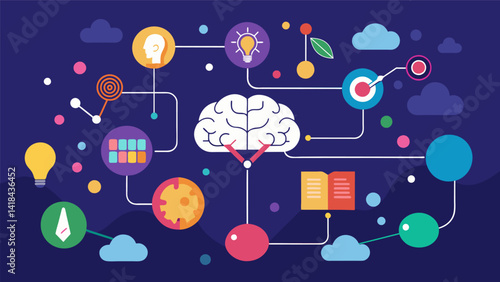 A snapshot of my future depicted in a mind map as I map out my goals and connect the dots to make them a reality.. Vector illustration