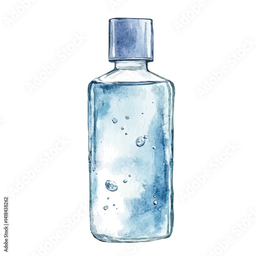 Bottle Of Micellar Cleansing, watercolor vector, isolated on a white background.