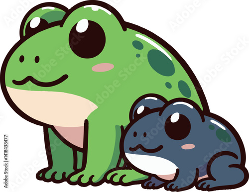 2匹のカエルのイラスト