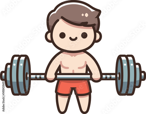 バーベルでトレーニングする男性のイラスト
