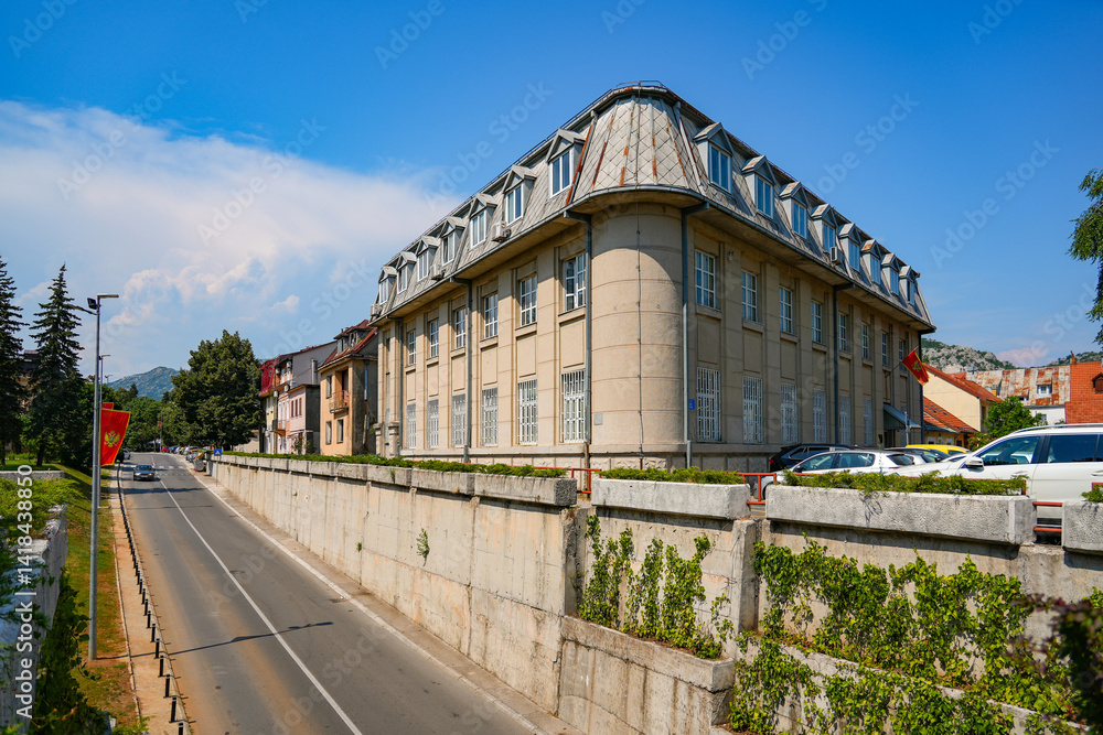 Building in the city center of Cetinje, the former capital of Montenegro in the Balkans