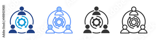 Teamwork icon set multiple style collection