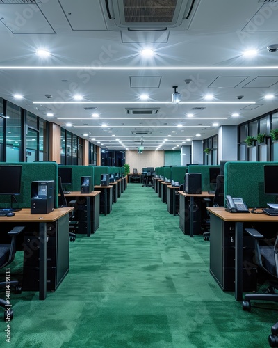 office room decoration design chair table and ornament arranged neatly and aesthetic Generate AI