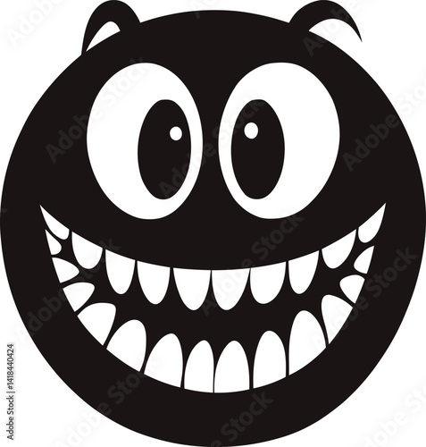 Black Silhouette Vector of a Creepy Cartoon Smile