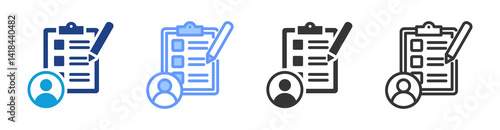 Assessment icon set multiple style collection