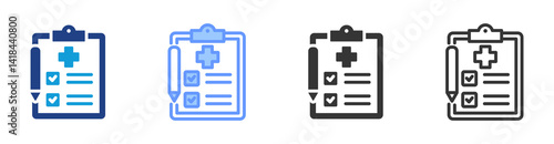 Medical Exams icon set multiple style collection