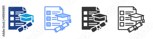 Graduation Requirements icon set multiple style collection