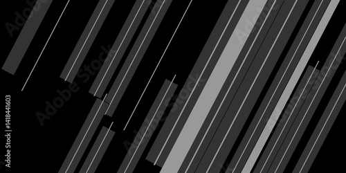 Black lighting background with diagonal stripes for modern and abstract vector design projects. Grey metallic gradient surface with diagonal pattern, sleek and modern ambiance for technology design.