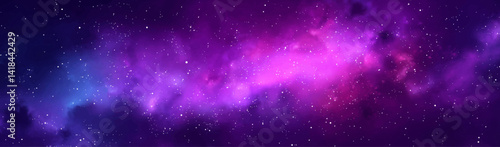 Vibrant galaxy backdrop with purple and blue hues, sprinkled with stars, cosmic beauty.