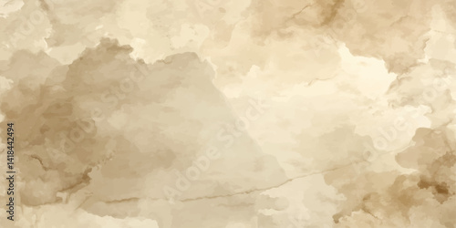 Abstract tan watercolor background texture with brown and cream tones. Artistic vector.