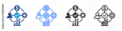 Scorecards icon set multiple style collection