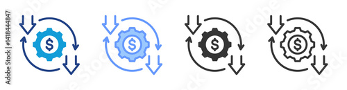 Cost Reduction icon set multiple style collection
