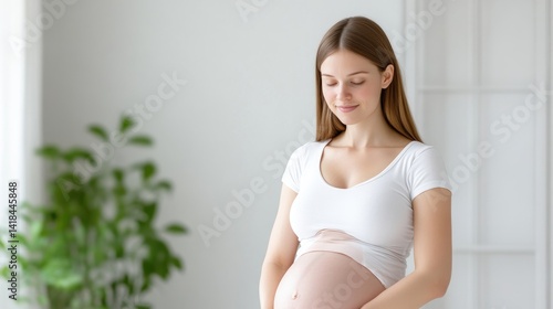 Free Download Pregnant woman gently touching her belly - GFXLoad