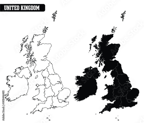 United Kingdom Map Vector Design, UK Country Map , EPS File