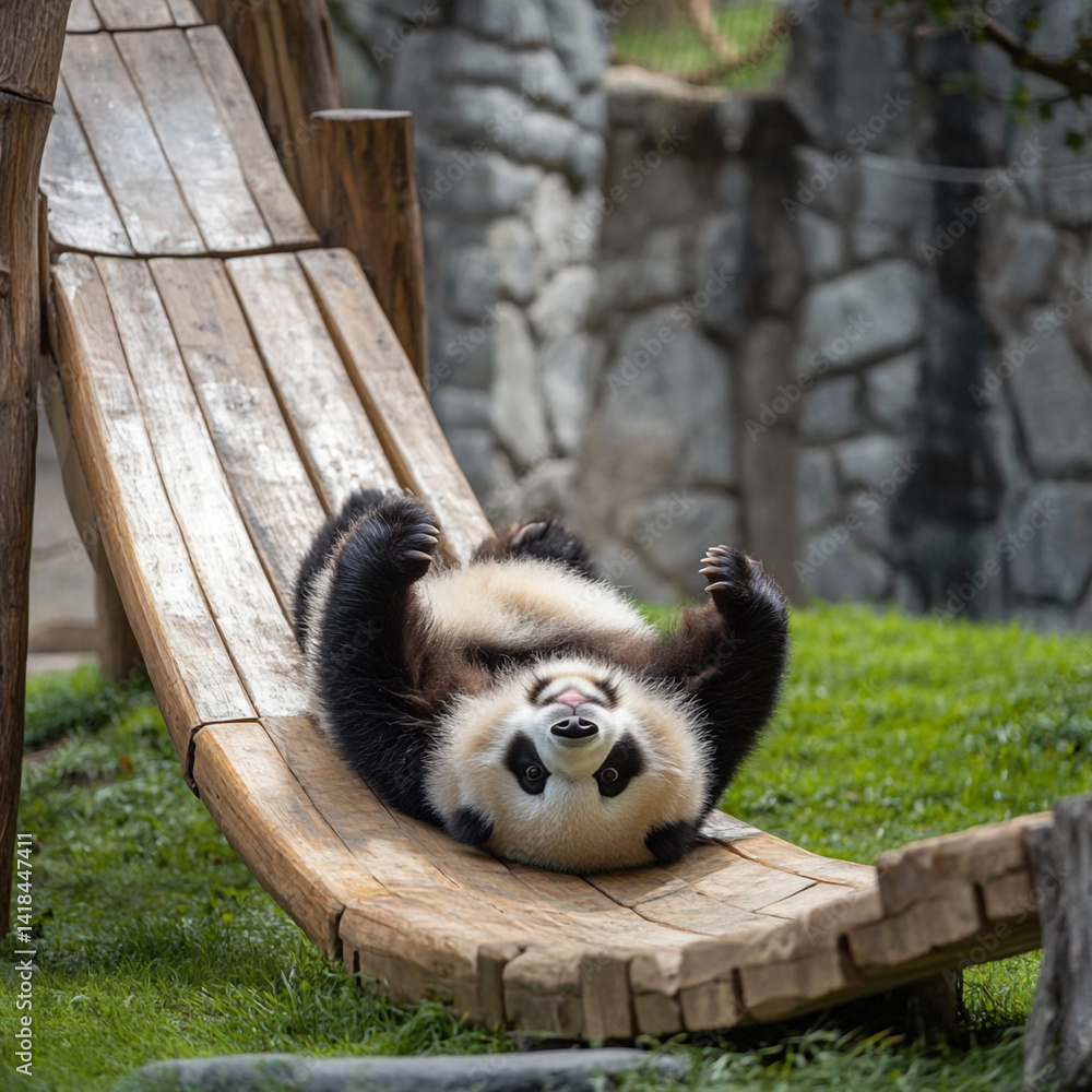 Fototapeta premium baby panda in a bamboo basket