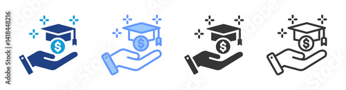 Scholarship icon set multiple style collection