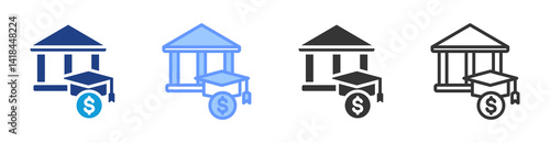 Bursary icon set multiple style collection