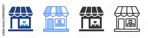 Pop Up Shops icon set multiple style collection