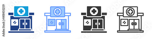 Drug Stores icon set multiple style collection