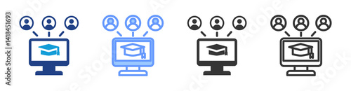 Adaptive Learning icon set multiple style collection