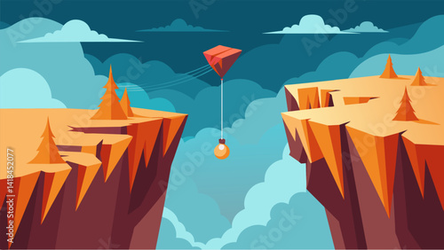 Gravitydefying cliffs and dizzying drops challenge your balance and courage as you scale a virtual mountain unlike any other.. Vector illustration