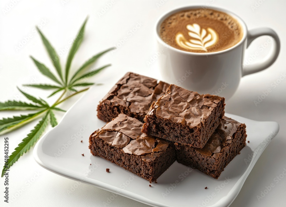 Decadent Chocolate Brownies with Latte: A Serene Culinary Still Life Decadent Chocolate Brownies with Latte: A Serene Culinary Still Life