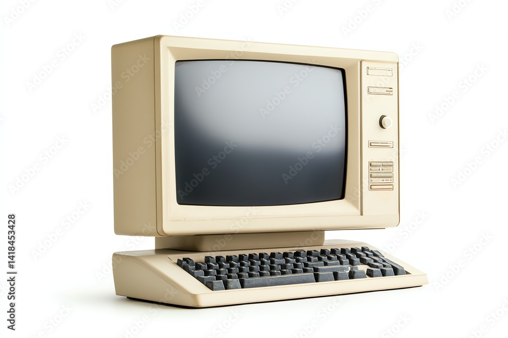 Retro Desktop Computer on White Background Retro Desktop Computer on White Background