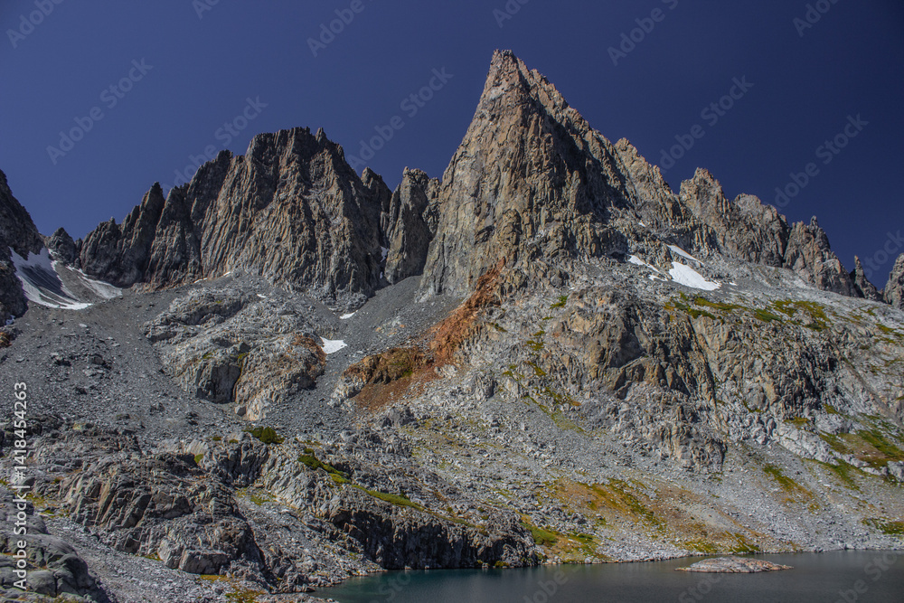 Towering Minarets rising above rugged terrain near Mammoth, California