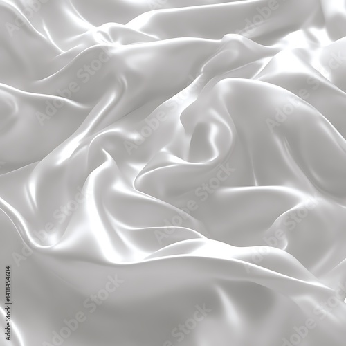Luxurious white silk fabric with soft, flowing drapes and elegant folds