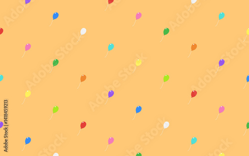 空いっぱいに浮き上がるフーセンの壁紙素材 オレンジ背景