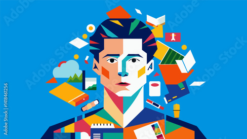 A series of collages created from discarded magazines demonstrating the limitless possibilities for transformation in art and in life.. Vector illustration