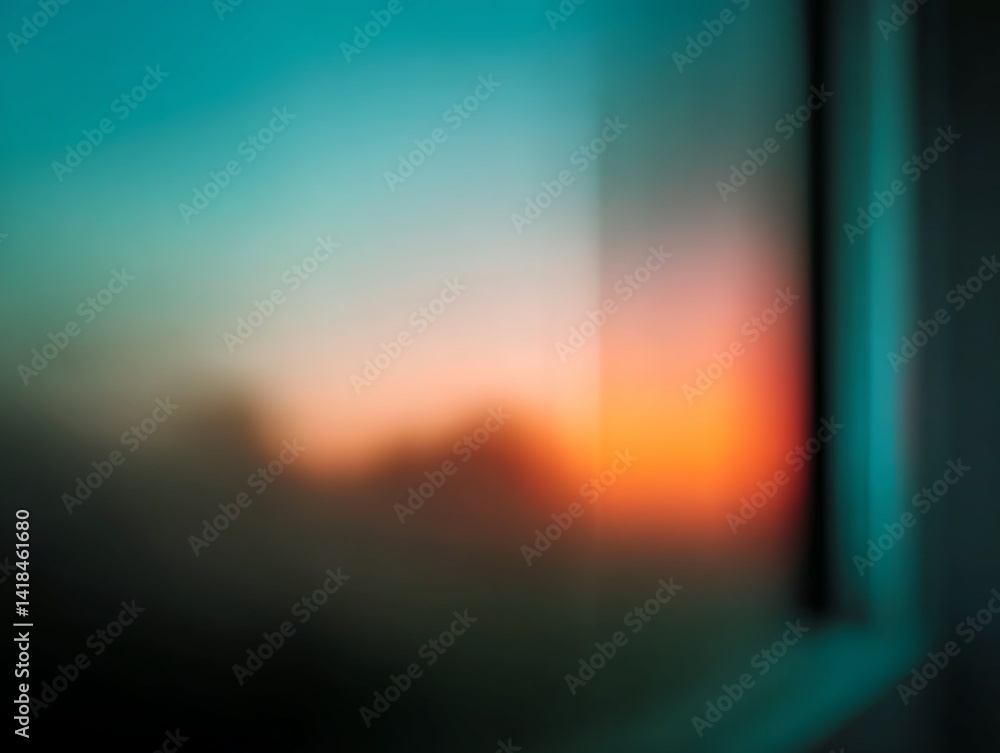 Blurred Sunset View Through Window Frame Blurred Sunset View Through Window Frame