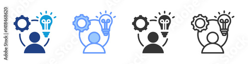 Initiatives icon set multiple style collection