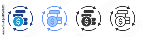 Value Streams icon set multiple style collection
