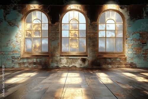 Rustic  Industrial Loft Interior with Windows