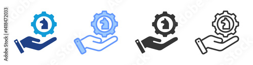 Strategy icon set multiple style collection