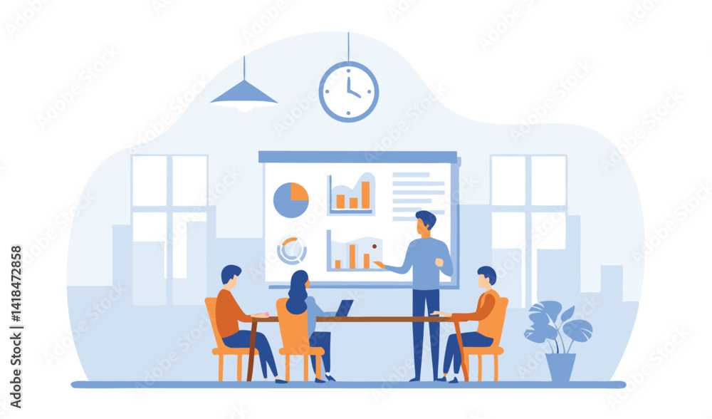 Business Presentation and Meeting Illustration Business Presentation and Meeting Illustration