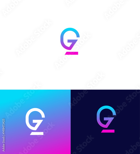 Gradient Letter GZ or ZG Logo Design Modern, Minimalist, Creative, Branding, Identity, Visual, Symbol, Tech