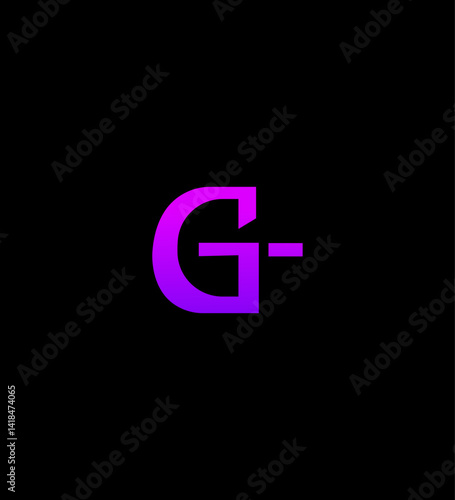 Modern Purple Gradient GMinus Logo Design, Abstract Letter GT