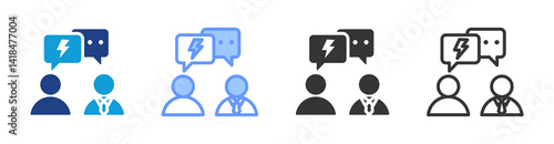 Labor Dispute icon set multiple style collection